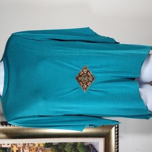 Carolyn Strauss Turquoise Stretch Knit Top